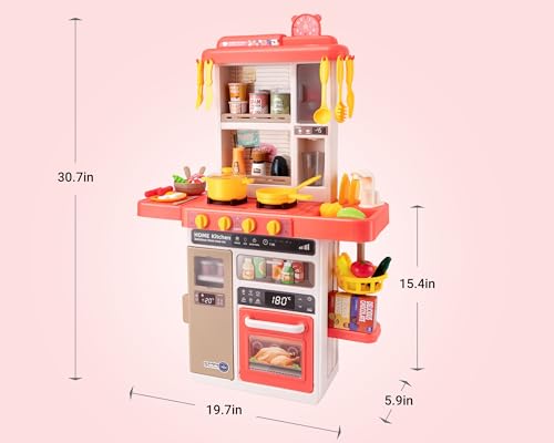 Kids Kitchen Play Set with 50Pcs Pretend Kitchen Toys Pink C824