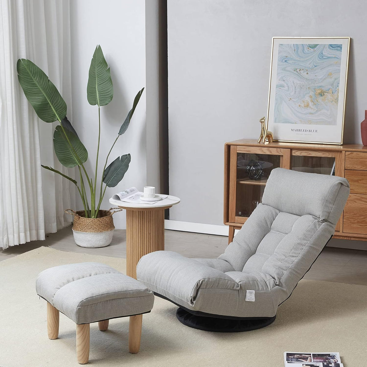 360-Degree Swivel Floor Gaming Chair Lazy Sofa with Footrest I229298