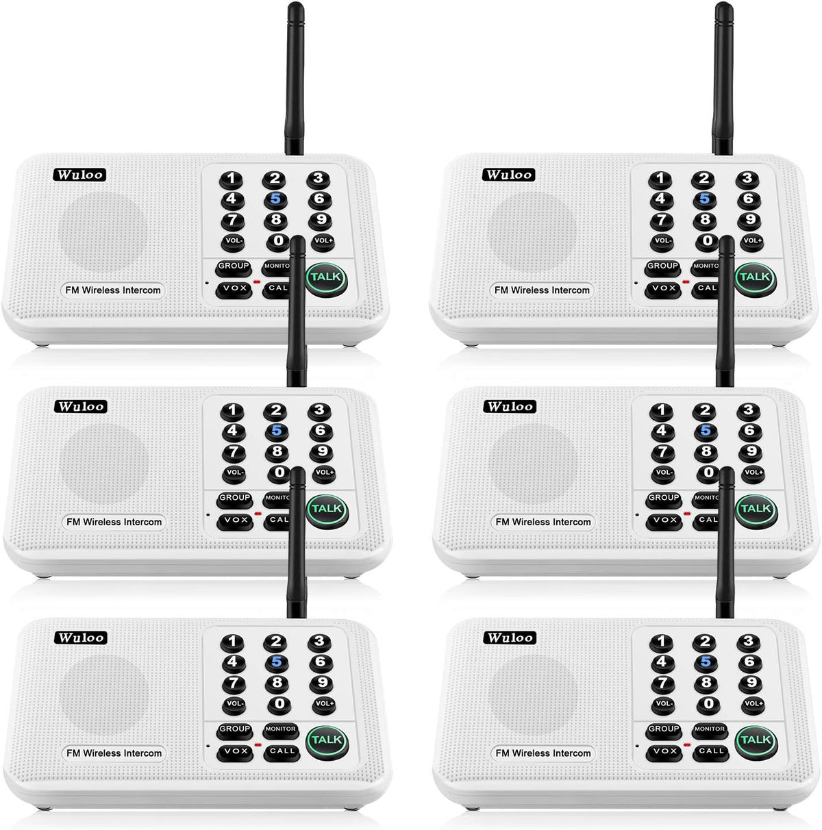 6 Packs White Wireless Intercom System N606481