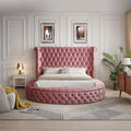 Pink Velvet Upholstered Queen Bed K6109