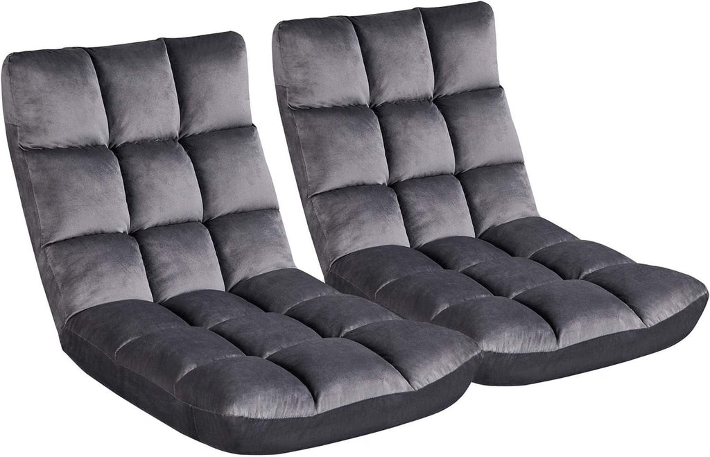 Gray 2 PCS Padded Folding Floor Chair with Backrest Z49629
