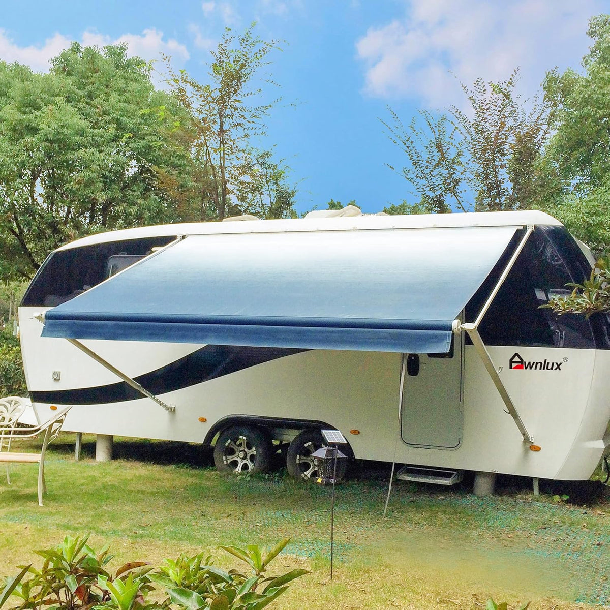 White Manual Modular Retractable RV Awning Full Set Assemblies 10x8 Ft P74839