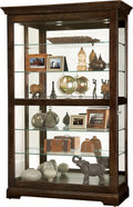 Espresso Curio Cabinet with Five Glass Shelves and Locking Slide Door O21114