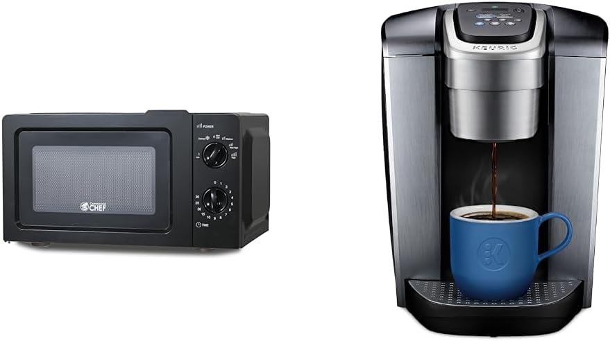 0.6 Cubic Foot 600W Microwave with 6 Power Levels Bundle with Single-Serve K-Cup Pod Coffee Maker W358942
