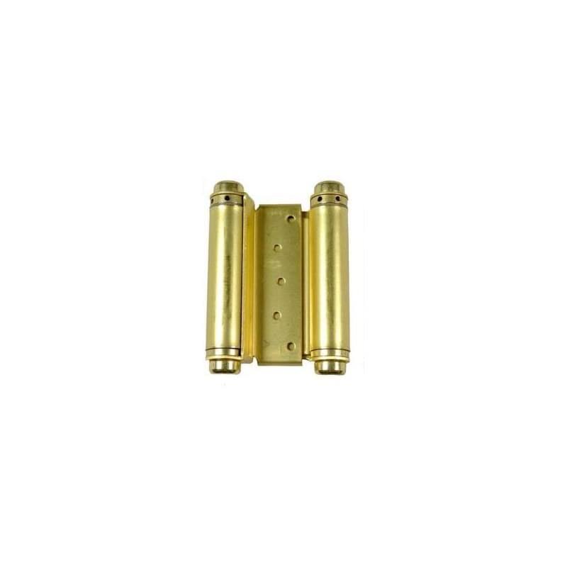 4x22 Square Corner Mortise Double Action Spring Door Hinge Bright Brass K42808