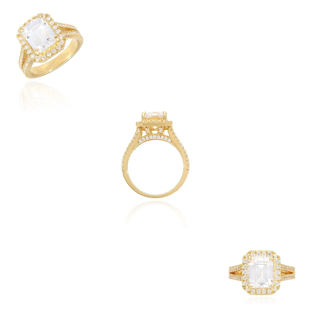 Emerald Cut Created Diamond 14K Gold Engagement Ring C58820