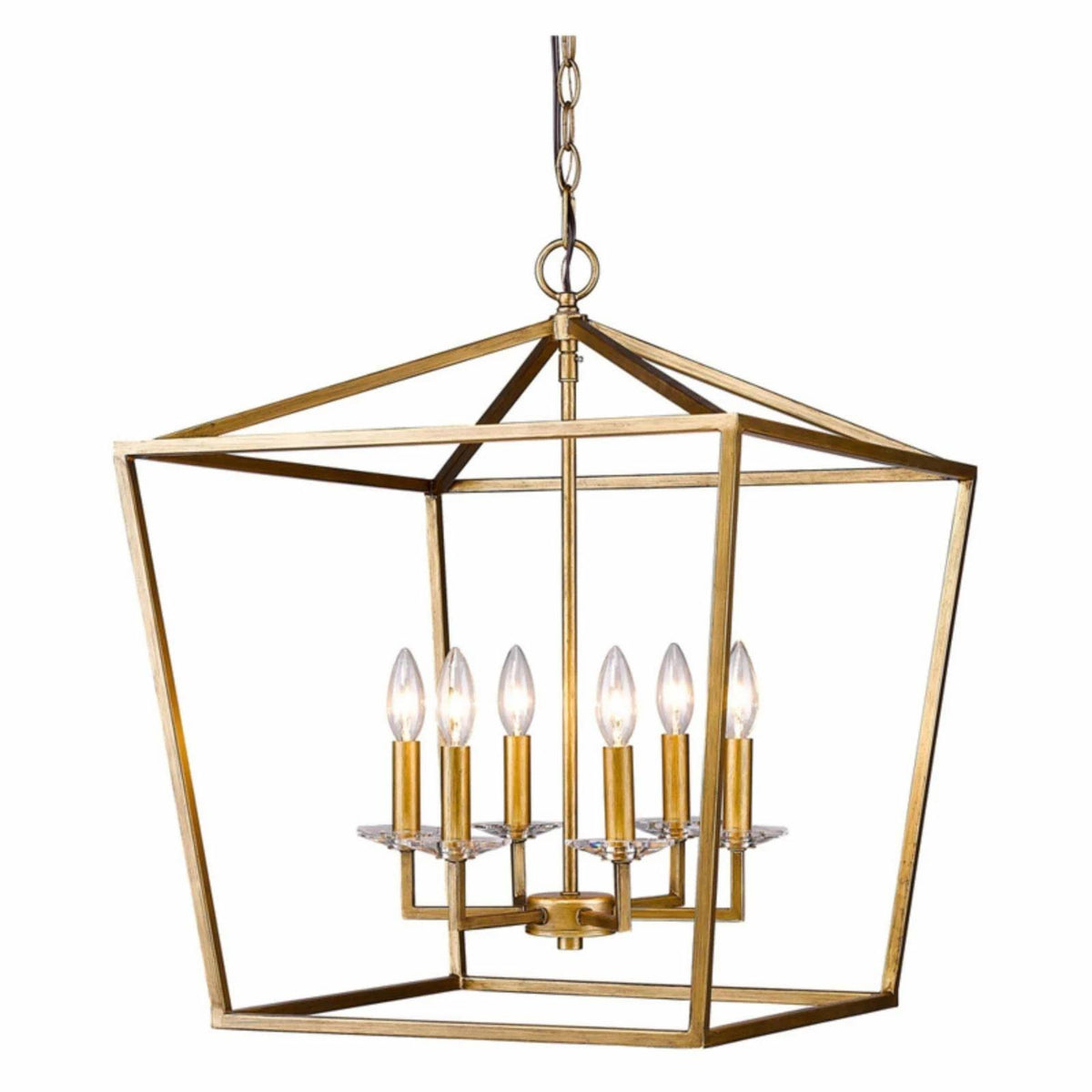 6 Light Antique Gold Crystal Pendant K560796