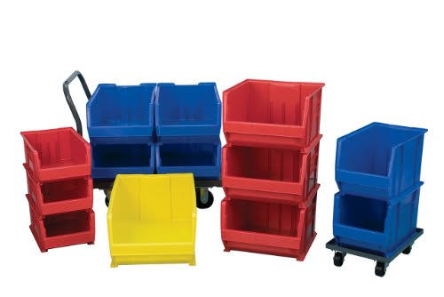 Grey Plastic Stacking Storage, Case of 4 O7285