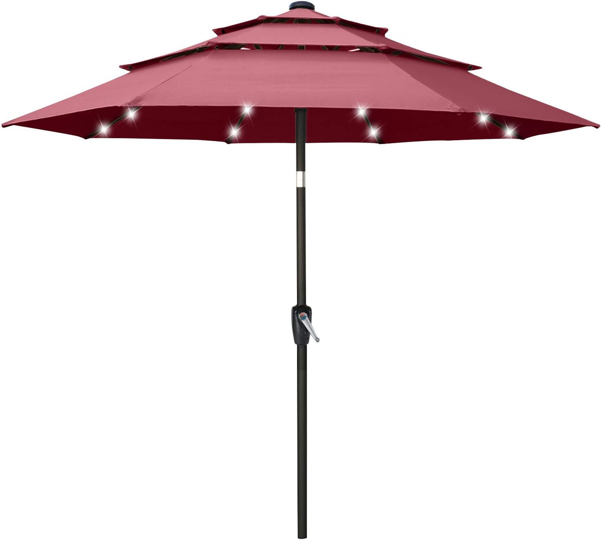 11FT Solar 3 Tiers Market Umbrella with 32 LED J3533