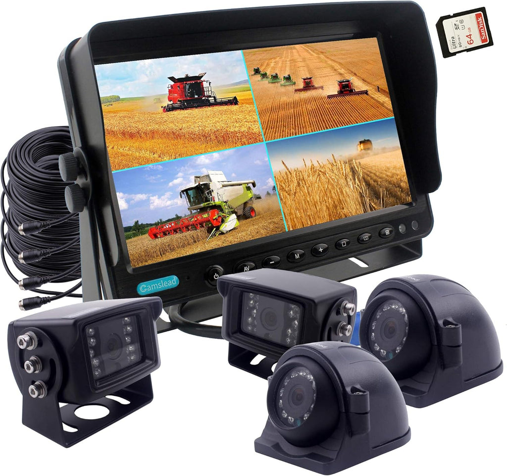 7 inch Backup Camera System with Quad Split Screen Monitor Kit X1454
