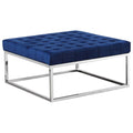 Navy Blue Velvet Square Ottoman U2569