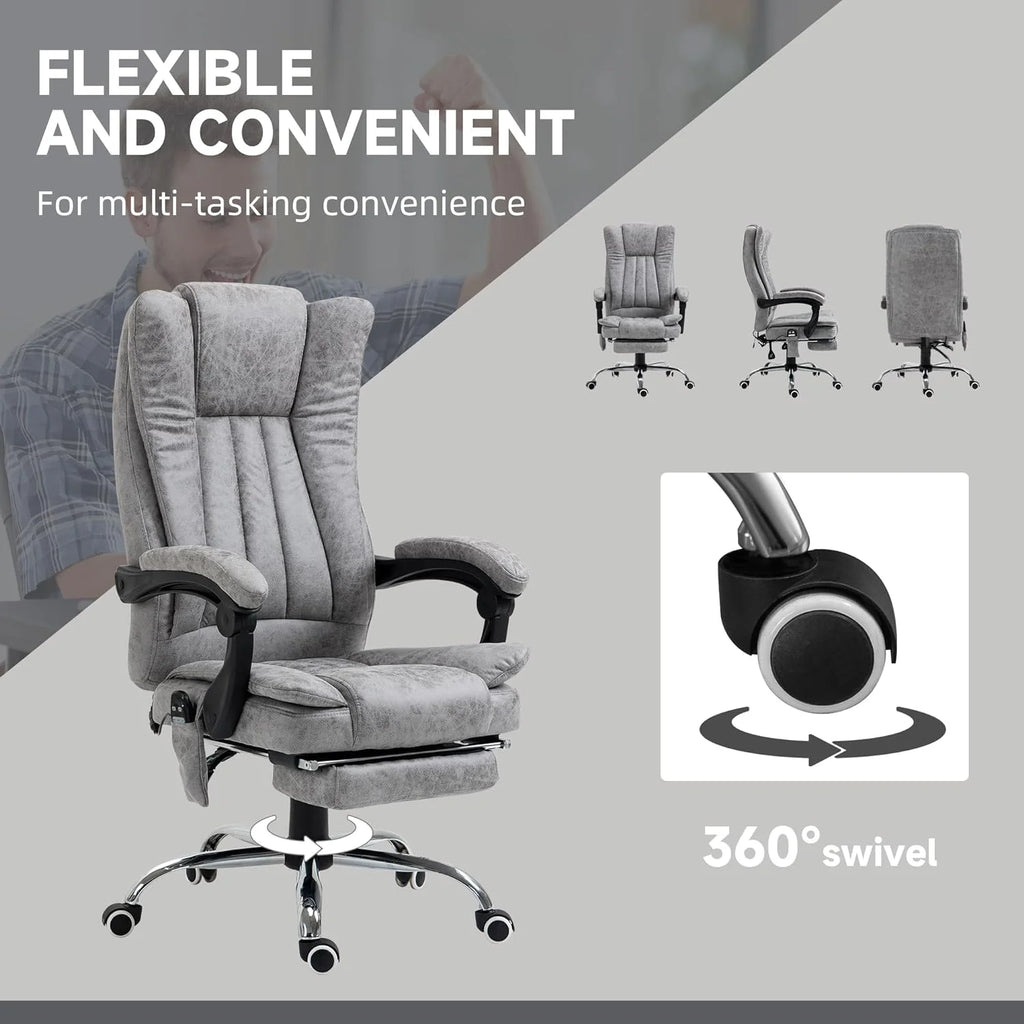 Gray Microfiber High Back Office Chair with Massage and Footrest H689