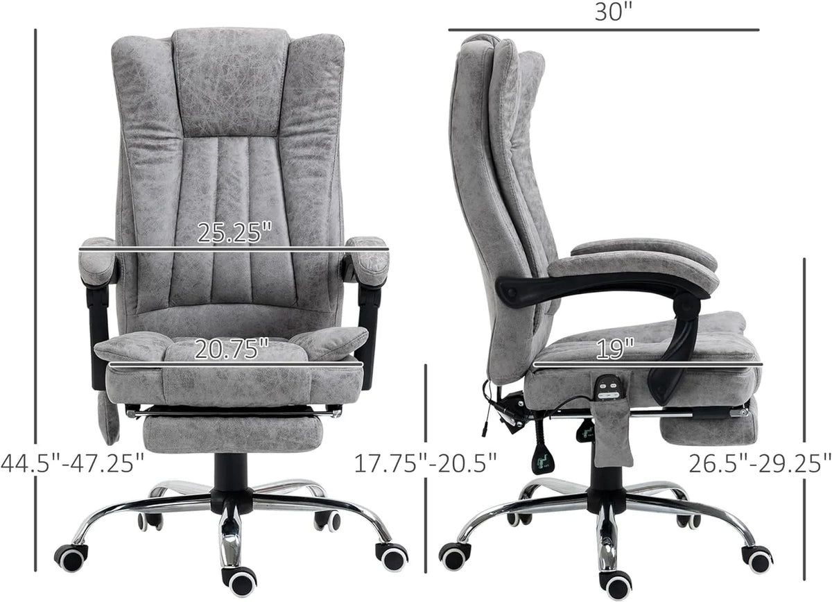 Gray Microfiber High Back Office Chair with Massage and Footrest H689