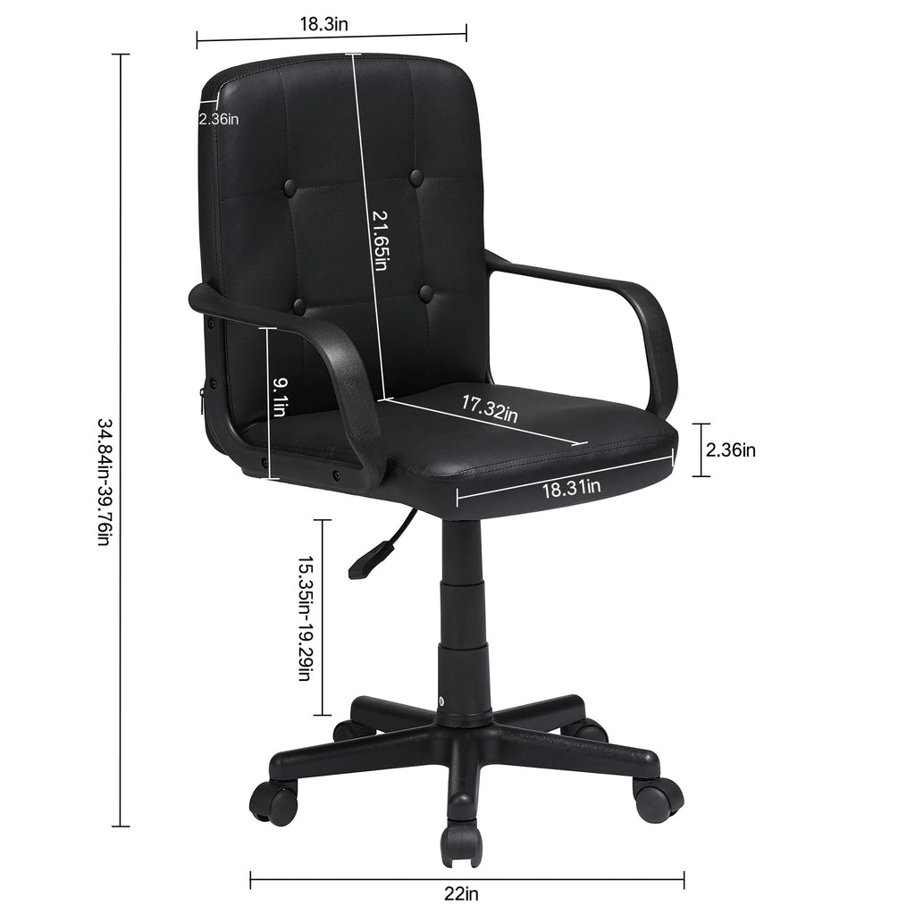 Black Adjustable PU Leather Office Chair with Wheels S347693