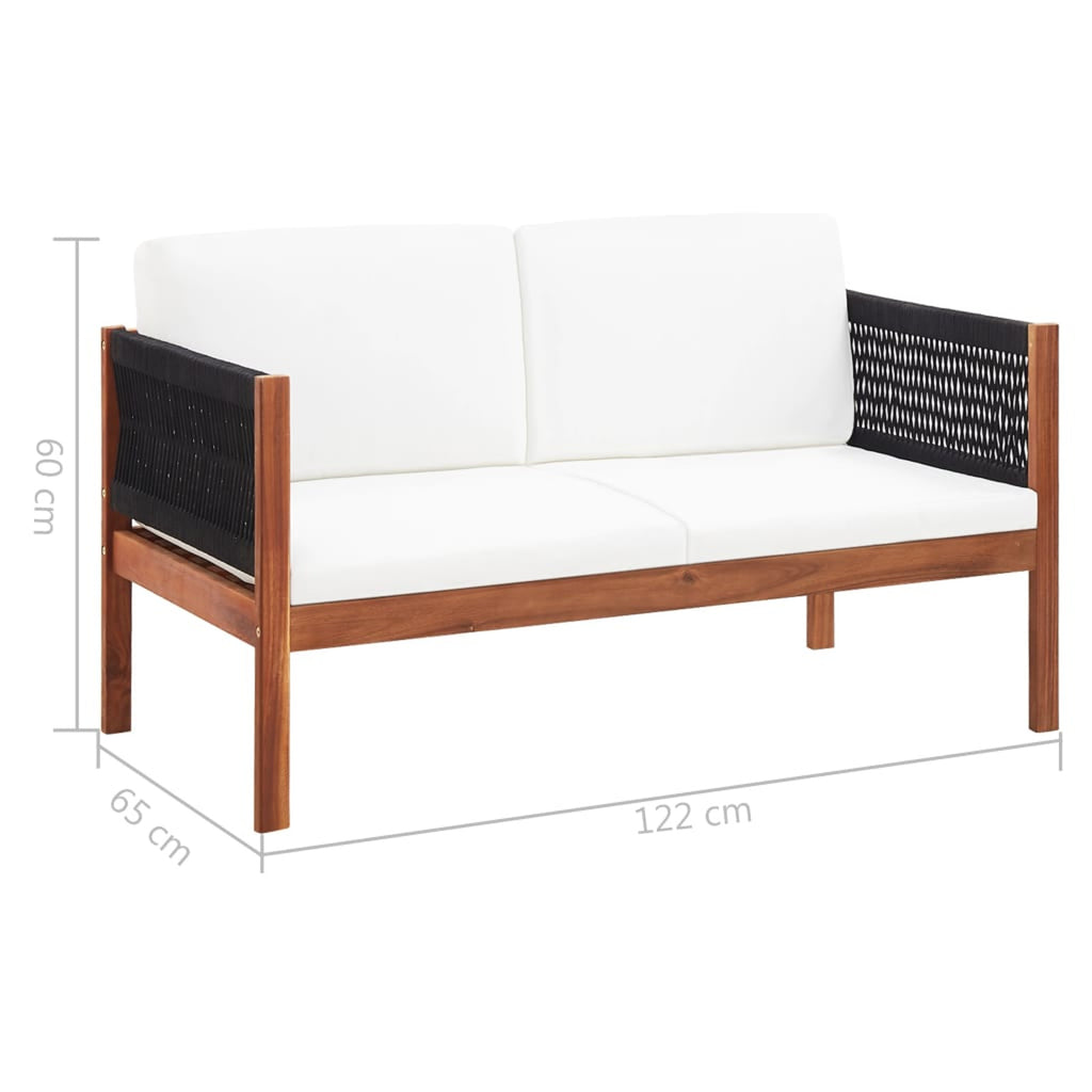 Set of 4 Cream White Cushioned Acacia Wood Outdoor Furniture Set O689