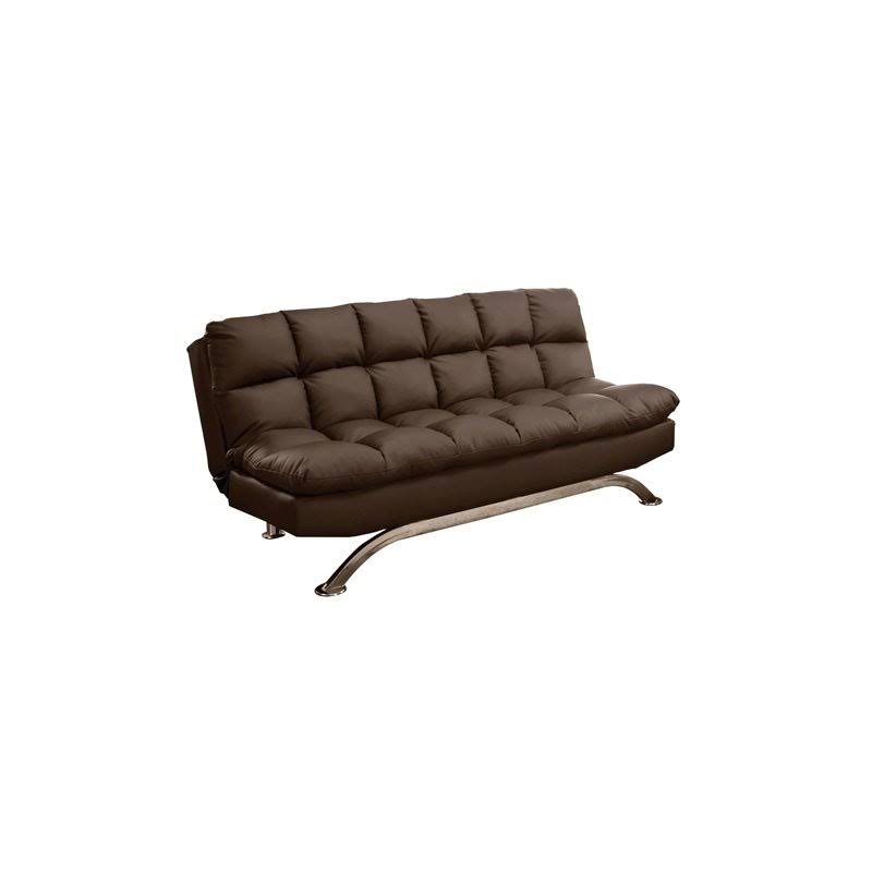 Dark Brown Faux Leather Sleeper Sofa Bed I327