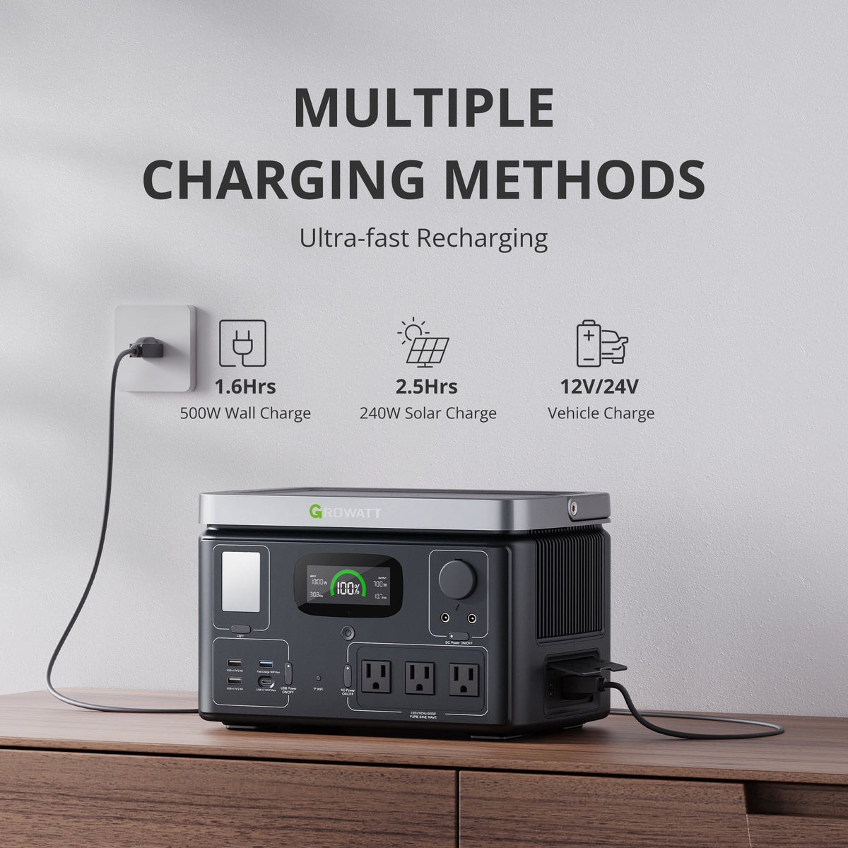 Portable Power Station 538Wh LiFePO4 600W AC Output Q551