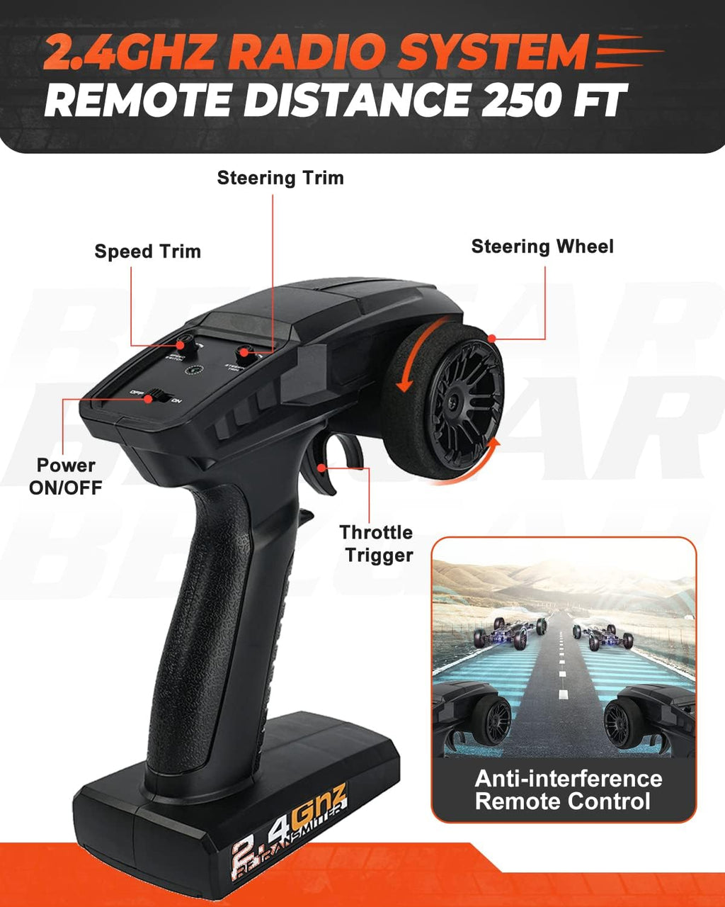 Remote Control Trucks 4WD 35 Km/h Waterproof RC Car with 2 Rechargeable Batteries F7045