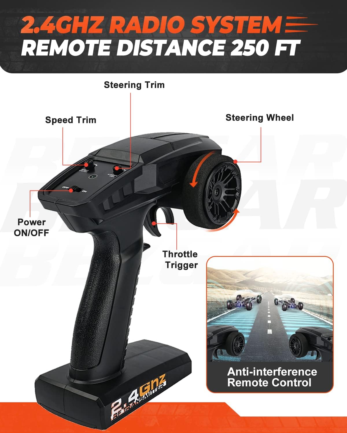 Remote Control Trucks 4WD 35 Km/h Waterproof RC Car with 2 Rechargeable Batteries F7045