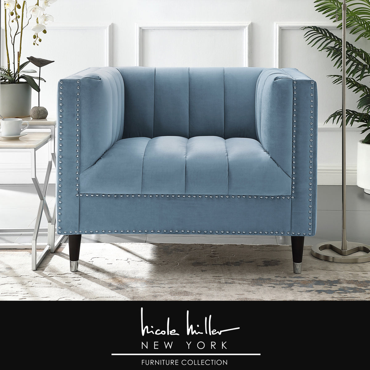 Velvet Club Chair or Sofa with Metal Legs N3960