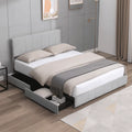 King Size Platform Bed Frame with 4 Storage Drawers and Adjustable Headboard X396