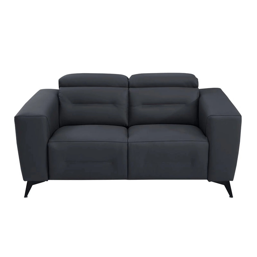 Dark Gray Italian Leather Power Recliner Loveseat T5741