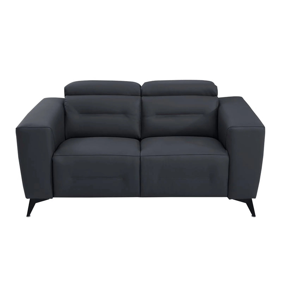 Dark Gray Italian Leather Power Recliner Loveseat T5741