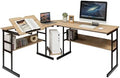 67 inches L-Shaped Corner Computer Desk with Bookshelves Q7893