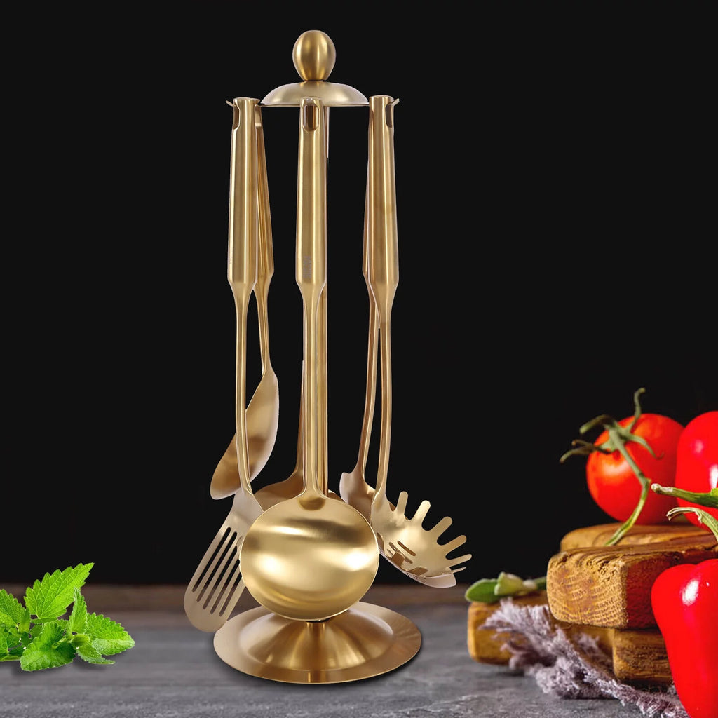 7 Pcs Stainless Steel Cookware Set with Utensil Stand G63727
