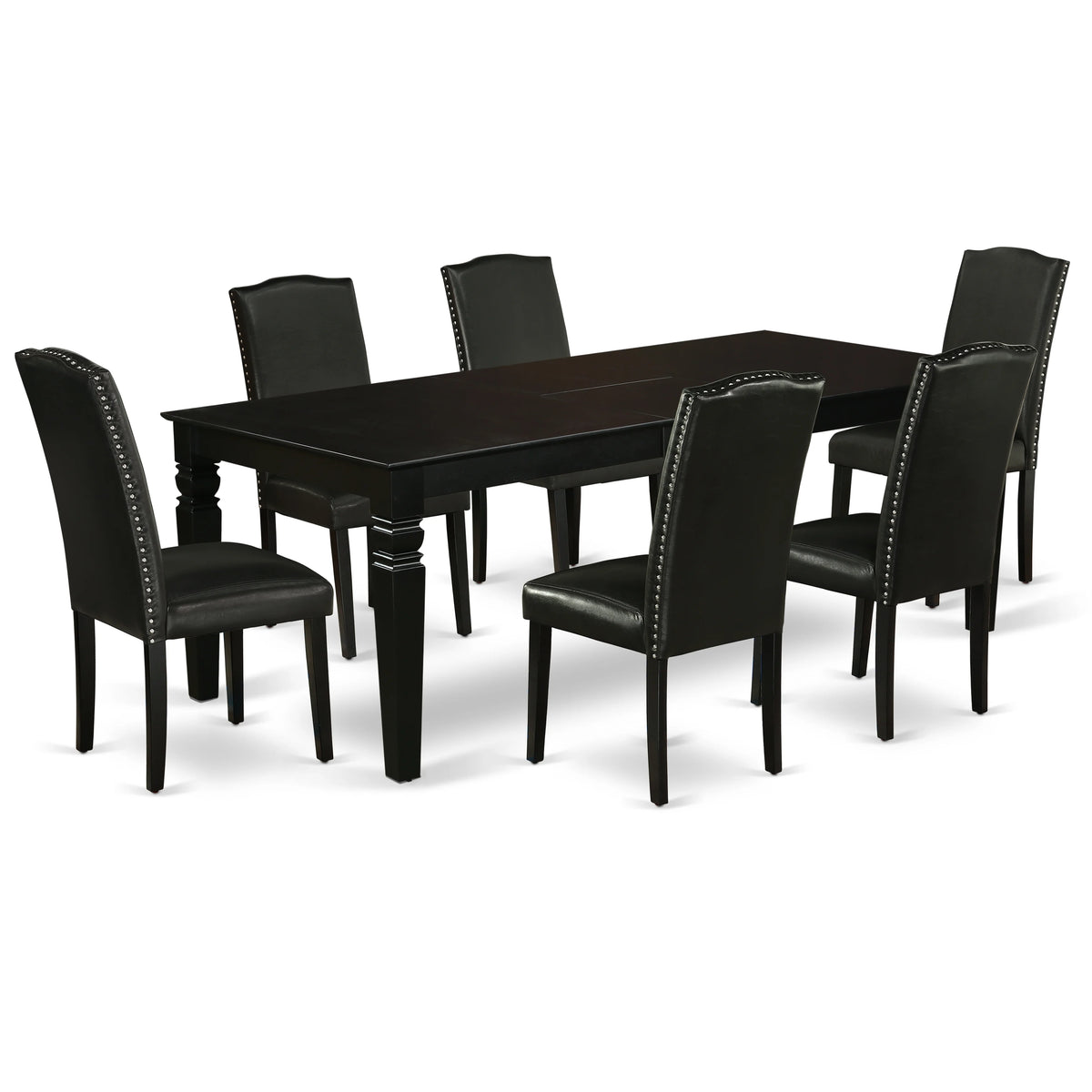 Black Leather Seat 7-piece Wood Dining Set P956314