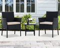 3 Pieces Rattan Wicker Patio Set with Glass Table N91007