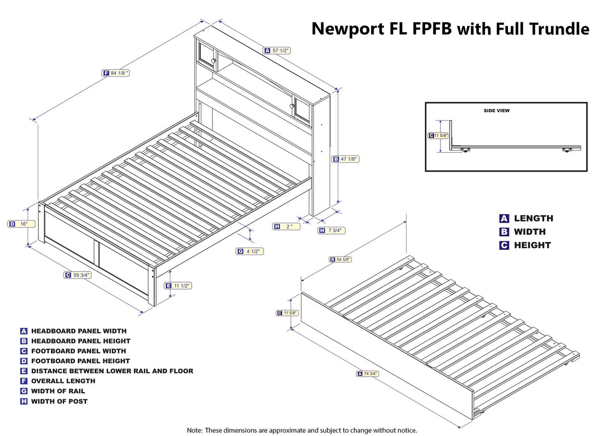 White Full Solid Wood Platform Bed with Footboard & Trundle X370624