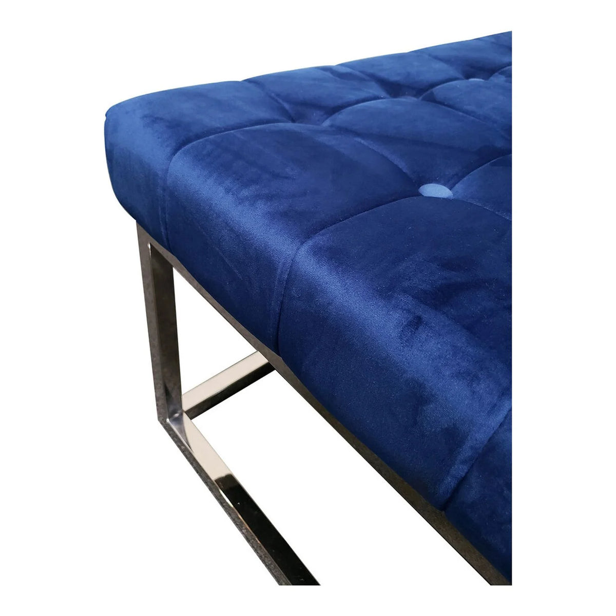 Navy Blue Velvet Square Ottoman U2569