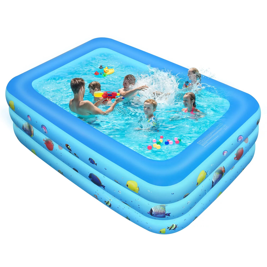 Inflatable Pool, Thickened Kiddie Pool, BPA-Free, 6.9 x 5 x 1.8 ft, Blue M7172