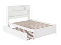 White Full Solid Wood Platform Bed with Footboard & Trundle X370624