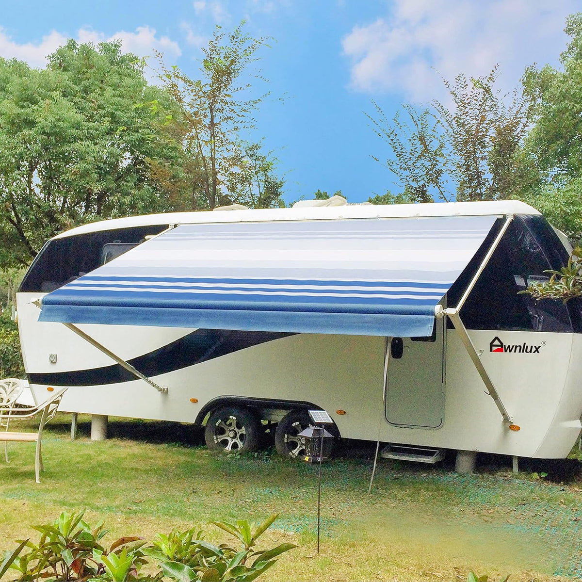 White Manual Modular Retractable RV Awning Full Set Assemblies 10x8 Ft P74839