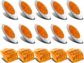 10Pcs Amber LED Side Marker Lights Chrome Surface Mount with Bullet Plugs S251