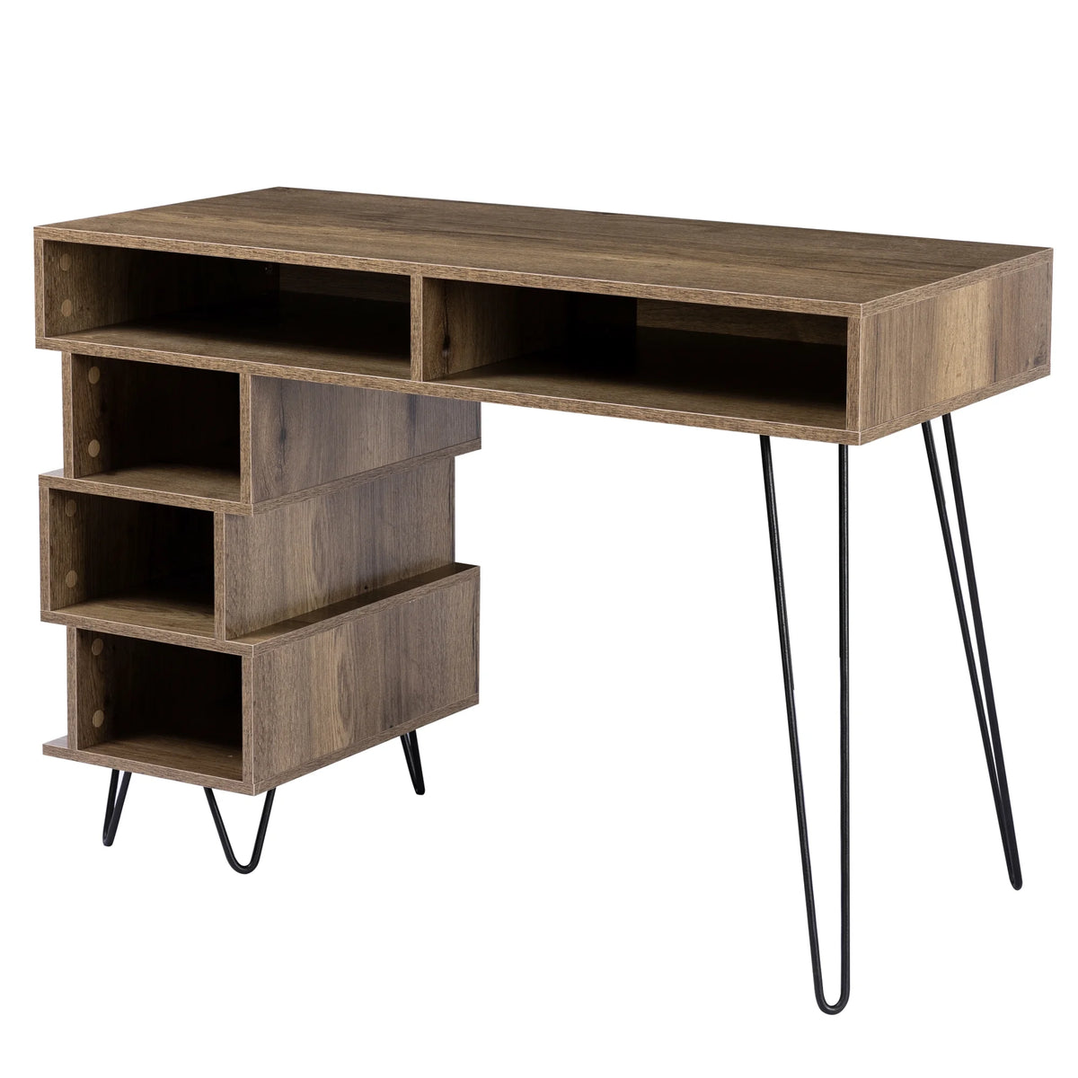Brown Writing Study Desk with Lattice and V-Shaped Iron Leg Y43997