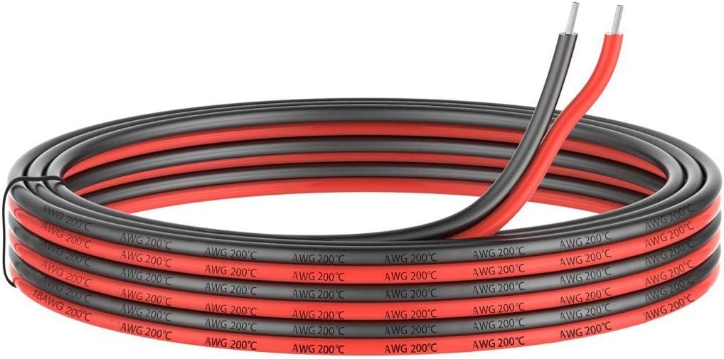 8 Gauge Silicone 2 Conductor Parallel Cable, 33ft, Red Black G885