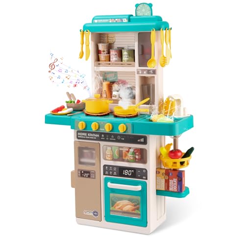 Kids Kitchen Play Set with 50Pcs Pretend Kitchen Toys Pink C824