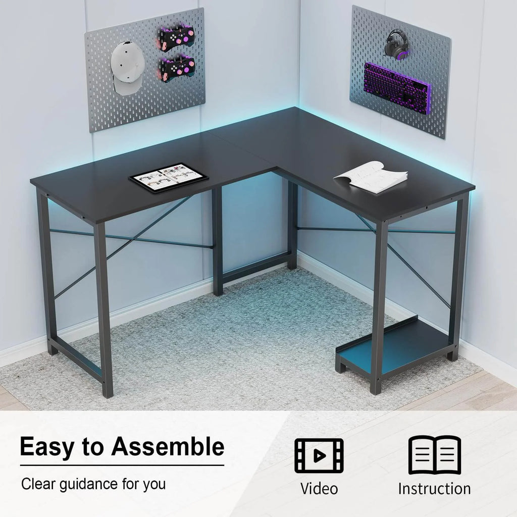 L Shaped Gaming Desk, Black T7896