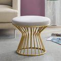 Gray Velvet Ottoman Footrest with Gold Metal Base O45261