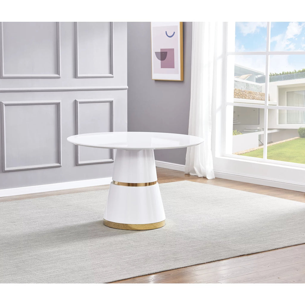 White Gold Round Wood Dining Table Z654516