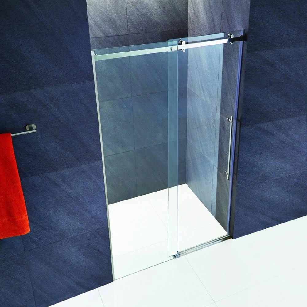 60-Inch Frameless Shower Door with Clear Glass and Stainless Steel M28137