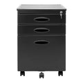 3-Drawer Mobile File Cabinet, Black S9668