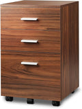 Walnut 3 Drawer Wood Mobile File Cabinet R952257