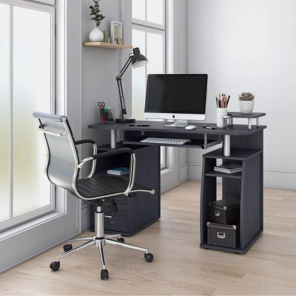 Espresso Computer Workstation Desk With Storage Y9951