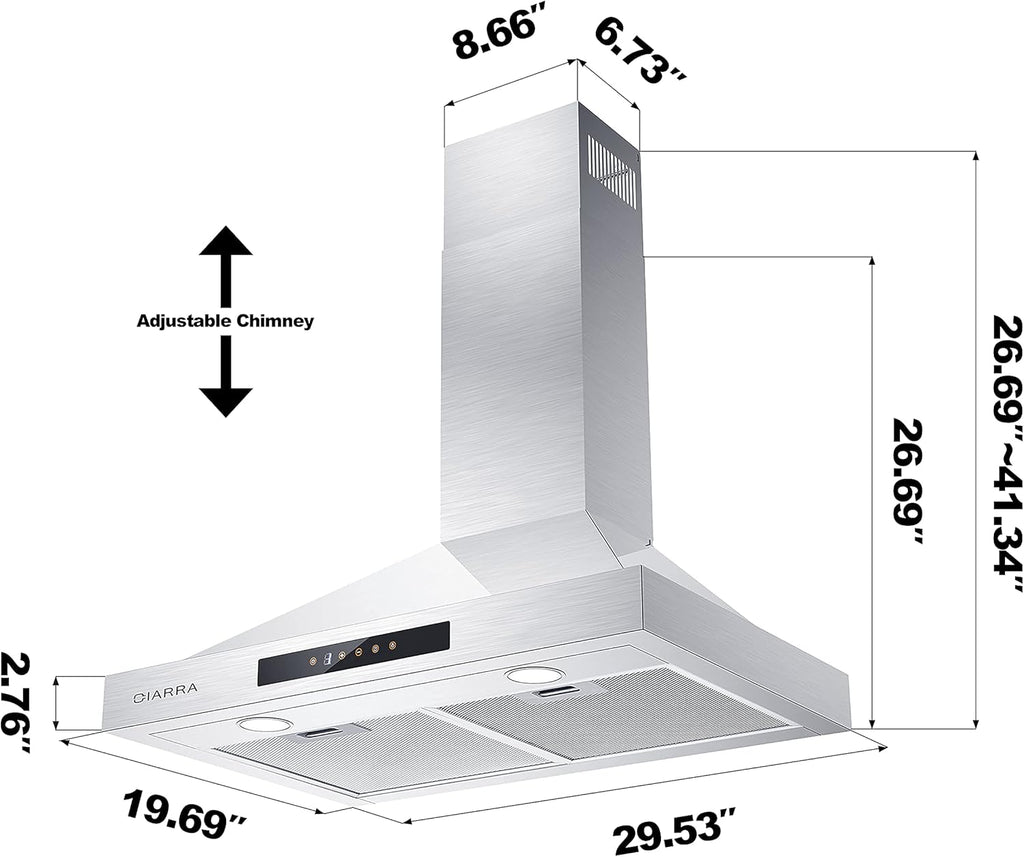 30 inch 450 CFM Stainless Steel Vent Hood Z849