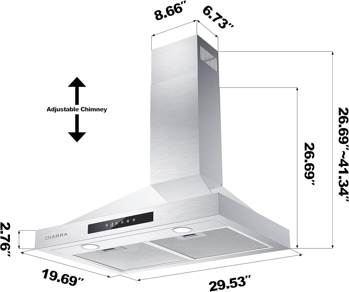 30 inch 450 CFM Stainless Steel Vent Hood Z849