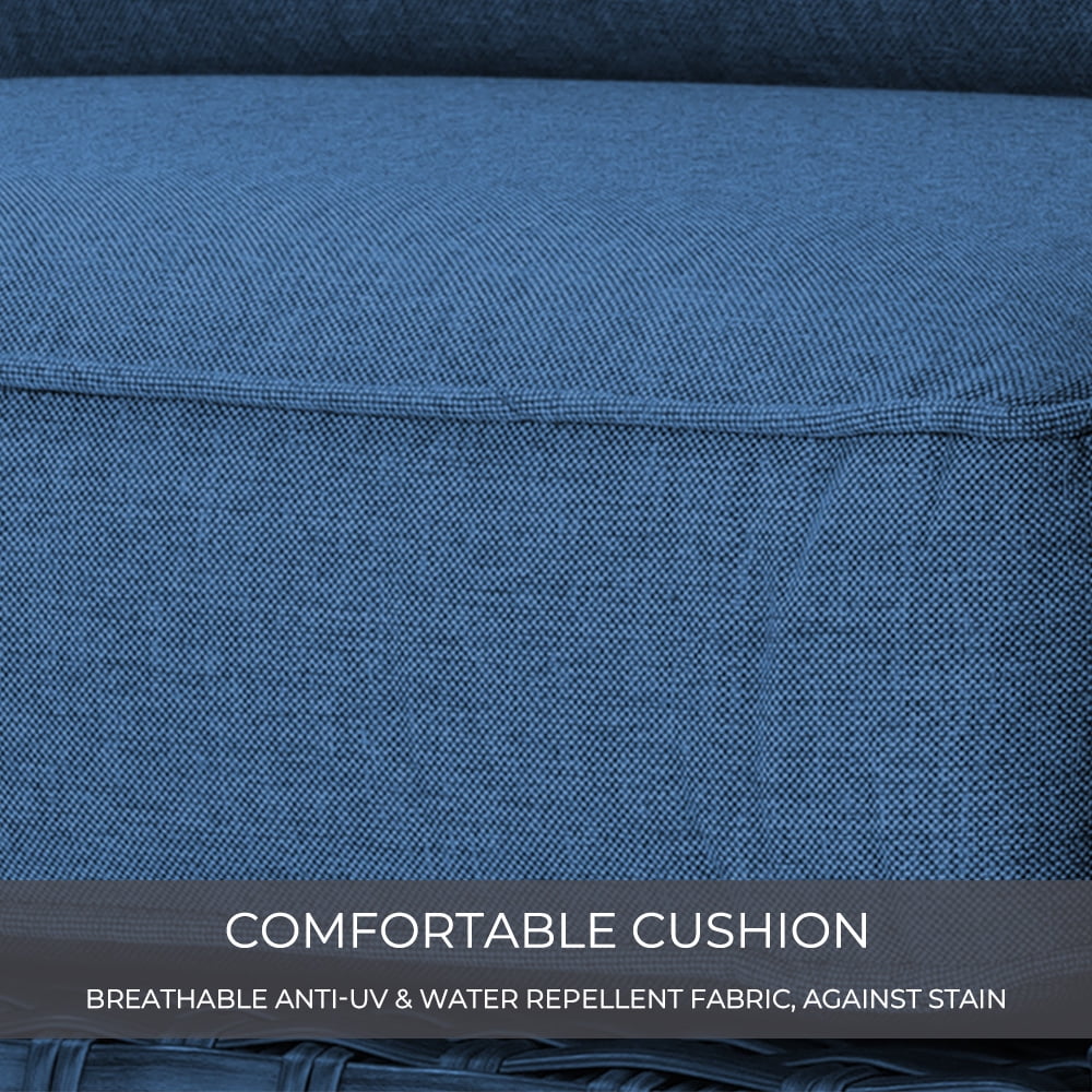 Peacock Blue Patio Wicker Left Arm Sofa Q12584